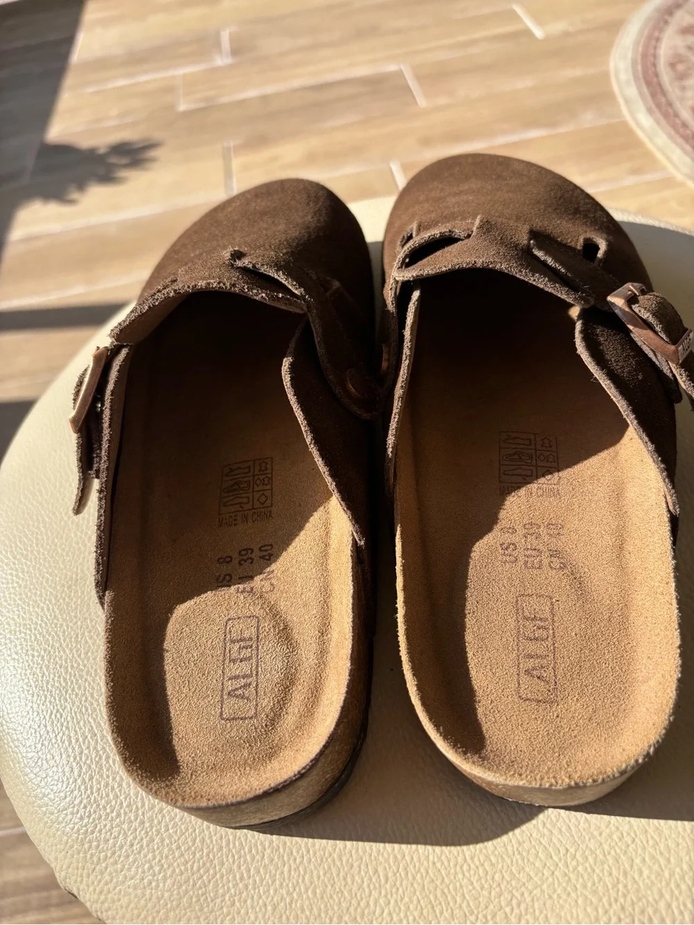Kids Brown Suede Slip-On Moccasins with Buckle Accent